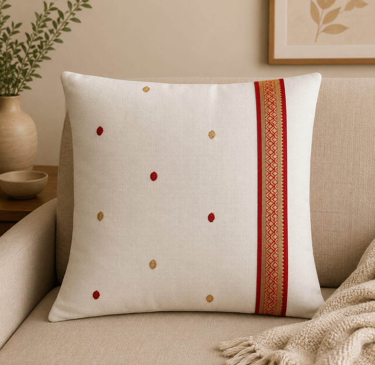 Embroidery Cushion Cover 16x16"