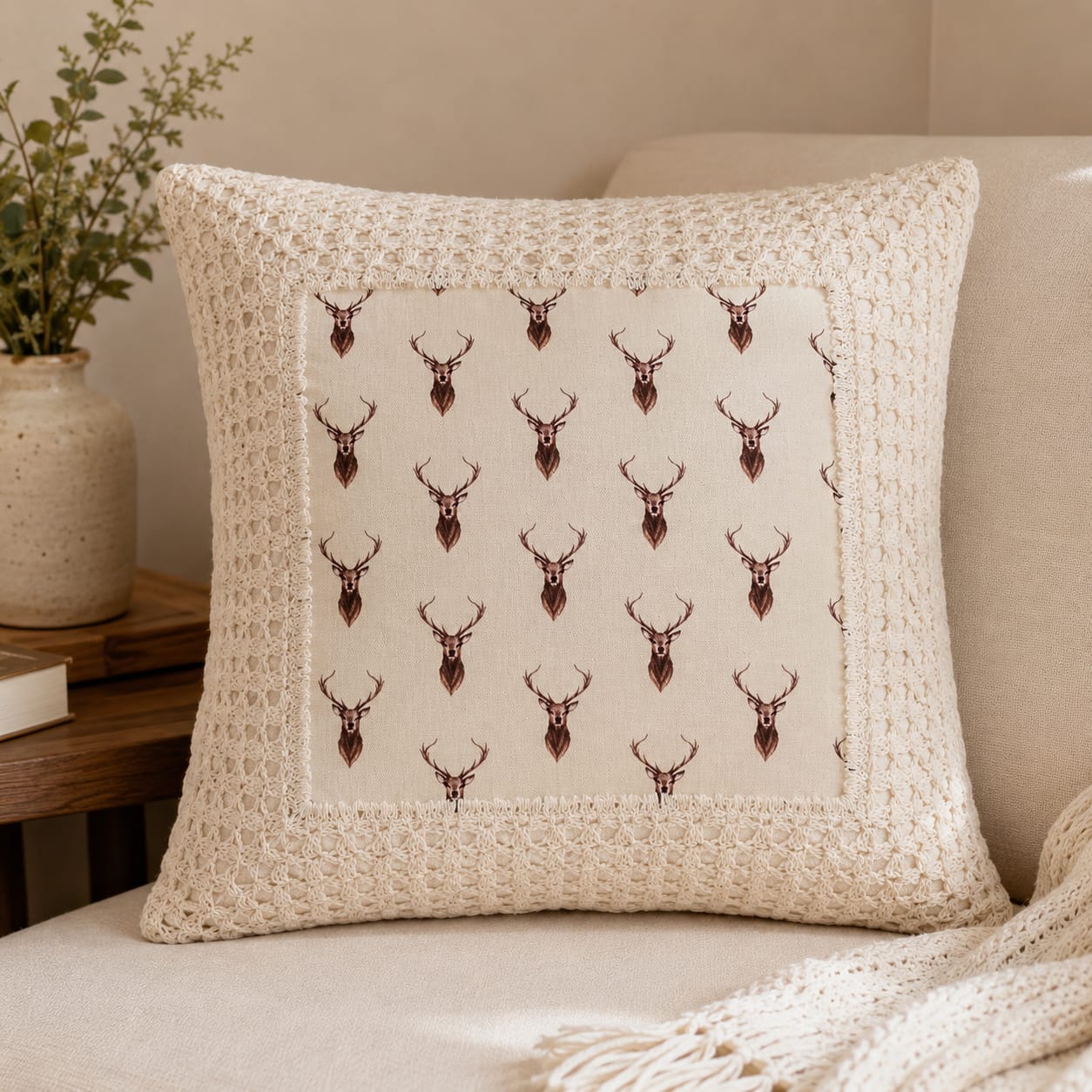 Crochet cushion cover 16x16"