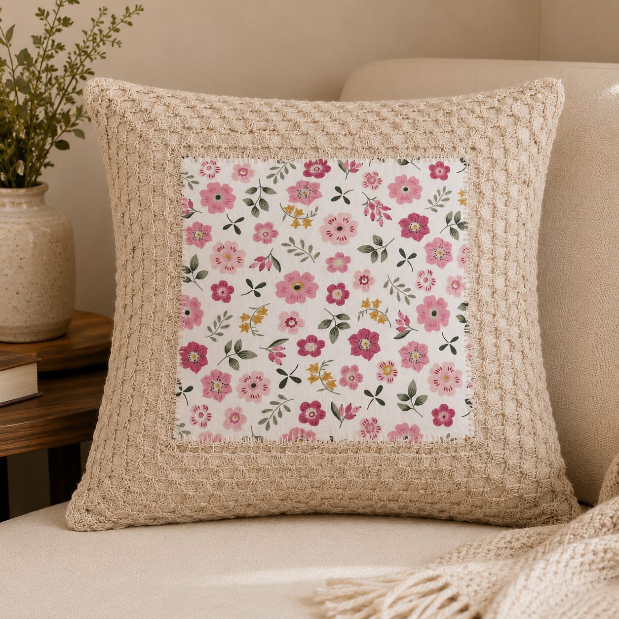 Crochet cushion cover 16x16"