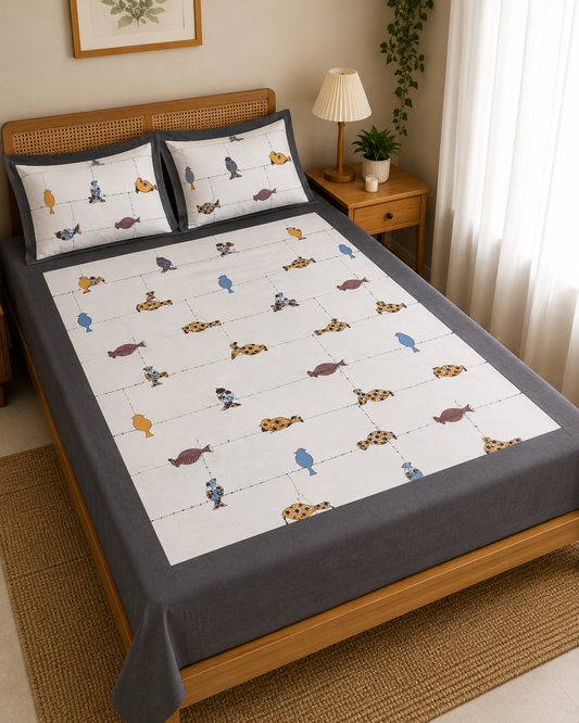 Queen Border Bedsheet