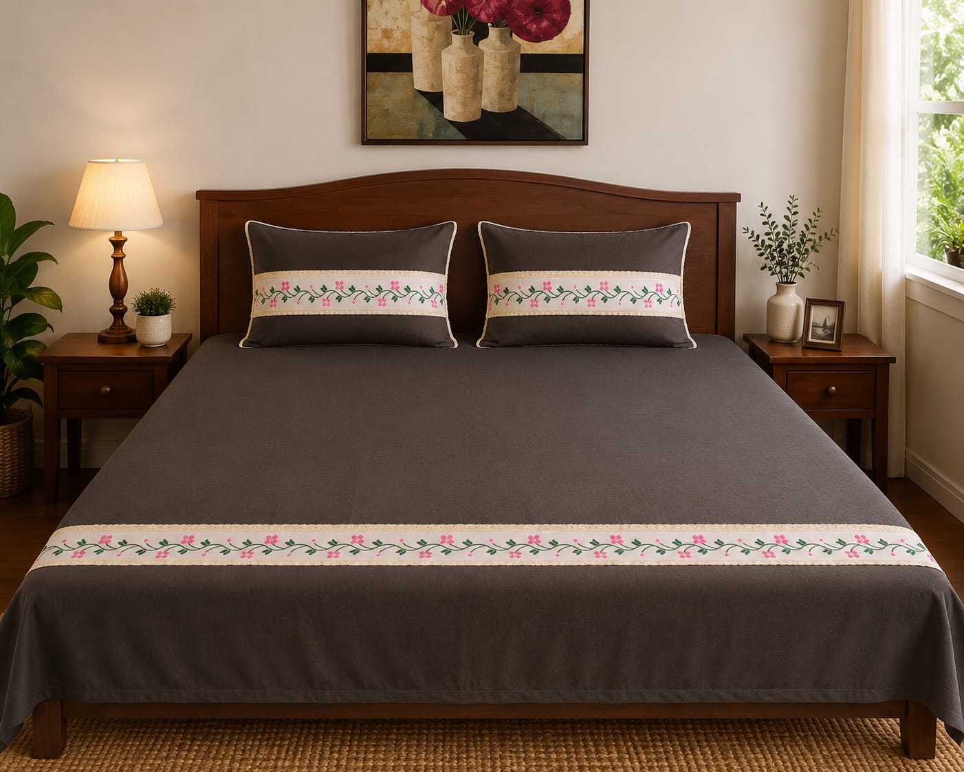 Queen Embroidery Bedsheet